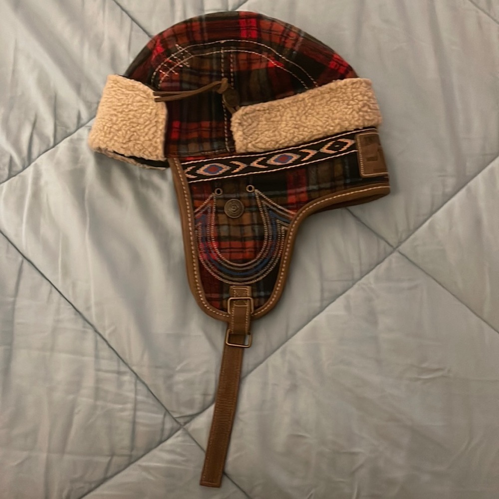 True Religion plaid Trapper Hat L/XL